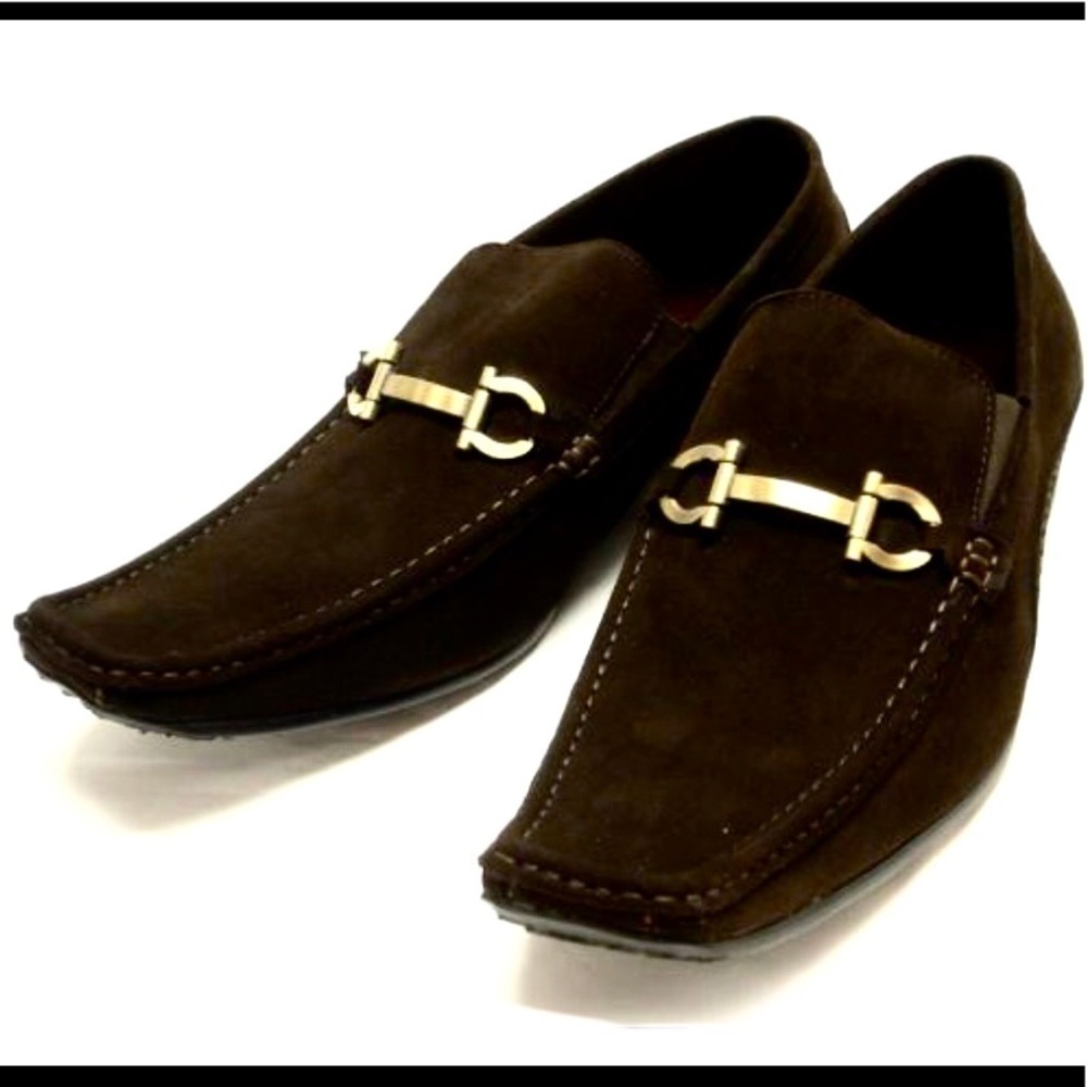 FIESSO Aurelio Garcia brown suede horsebit loafers